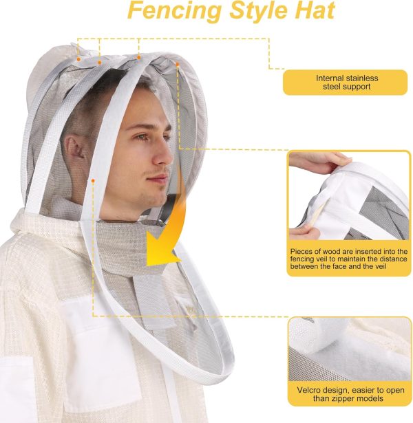 Woeden Beekeeping Suit Lightweight Breathable Protective-2