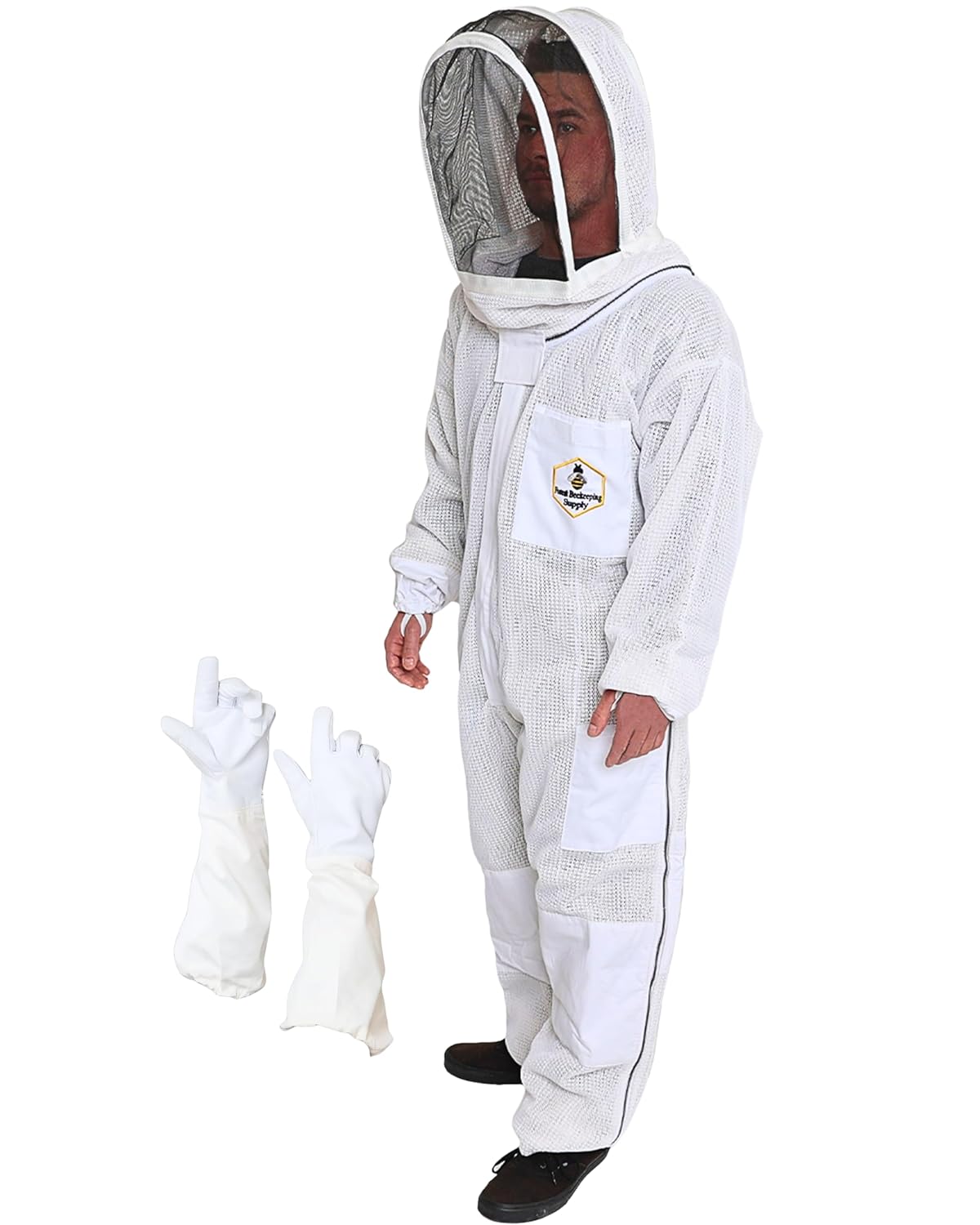 Forest Beekeeping Supply suit worn during hive inspection