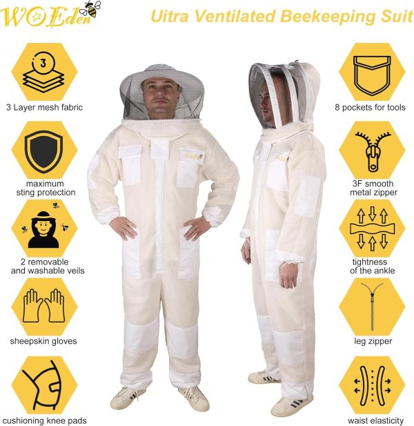 Woeden Beekeeping Suit Lightweight Breathable Protective-1