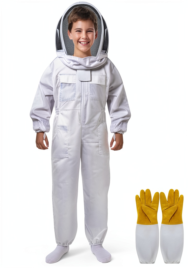 YORKING kids beekeeping suit with detachable veil and gloves