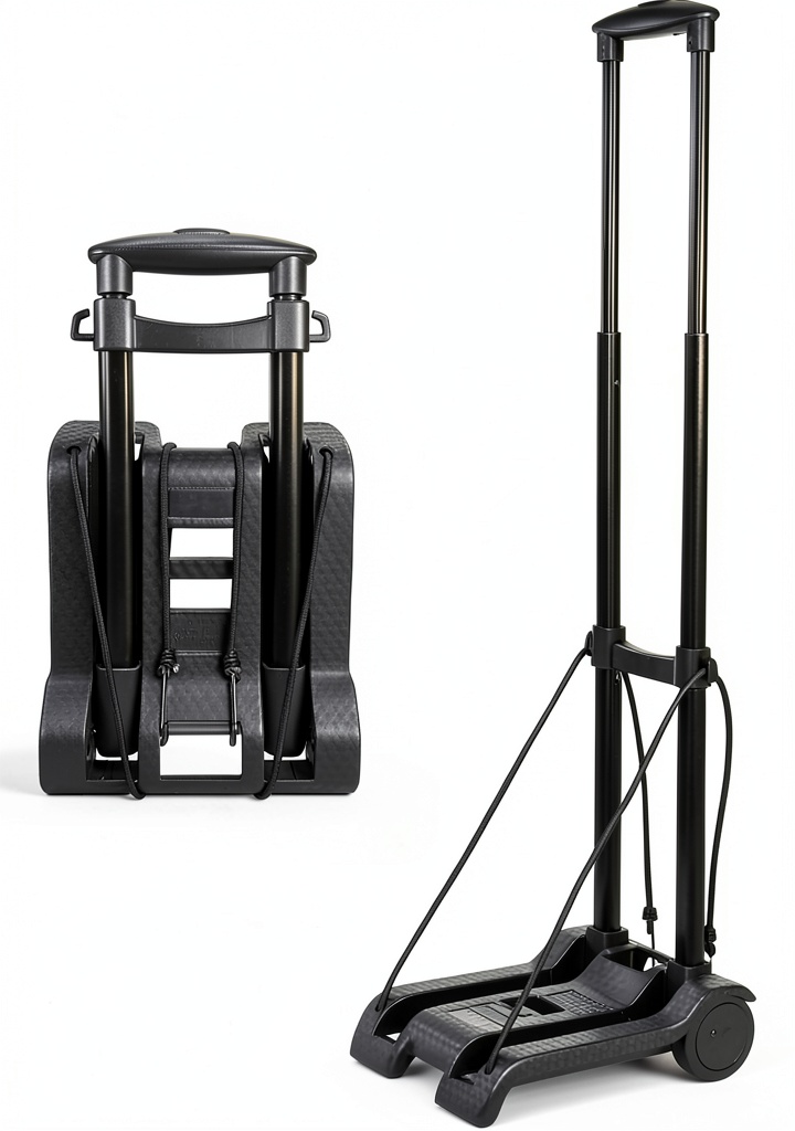 ACROMA Compact Folding Luggage Cart in folded state