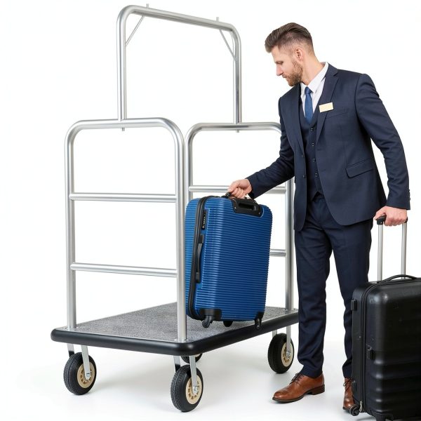 VitaCu Commercial Luggage Cart with Clothing Rack 1300lb Capacity-1
