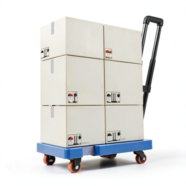 Rolling Cart CLLXDZ Quick Fold 6 Wheel Utility Cart 400lb Load Blue-6