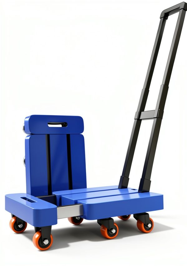 Rolling Cart CLLXDZ Quick Fold 6 Wheel Utility Cart 400lb Load Blue-0