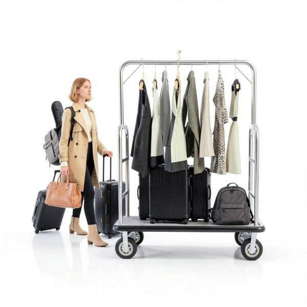 VitaCu Commercial Luggage Cart with Clothing Rack 1300lb Capacity-5