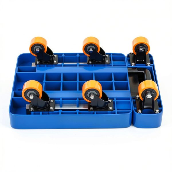 Rolling Cart CLLXDZ Quick Fold 6 Wheel Utility Cart 400lb Load Blue-5