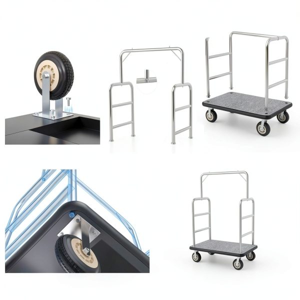 VitaCu Commercial Luggage Cart with Clothing Rack 1300lb Capacity-6