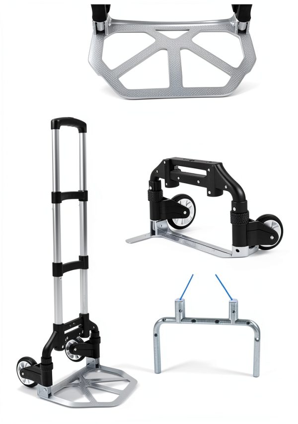 KASOM Aluminum Luggage Cart Black Foldable 2‑Wheel 165lb Capacity-2