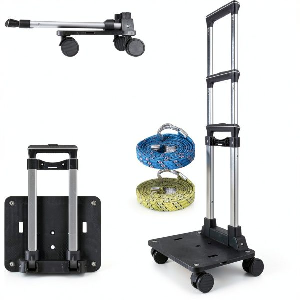 Folding Luggage Cart Zoofen with 77lb Capacity and Adjustable Handle-1