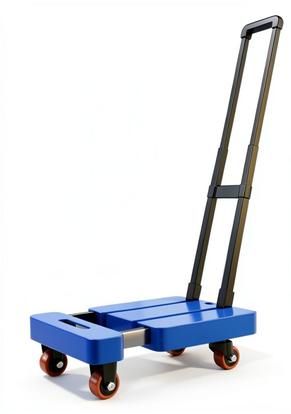 Rolling Cart CLLXDZ Quick Fold 6 Wheel Utility Cart 400lb Load Blue-2