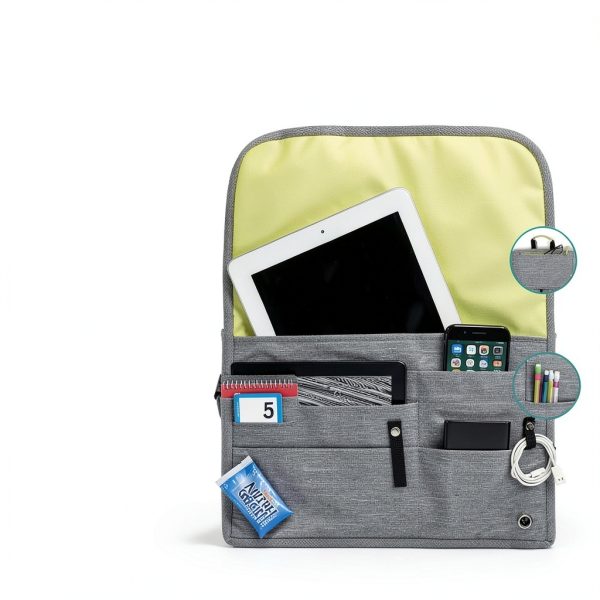 SO~MINE Airplane Pocket Organizer | Tray Table Cover | In Flight Seat Back Organizer Bag | Commuter Essential Travel Bag | Media Pouch For Flying | Travel Gift | Attaches To Luggage-3