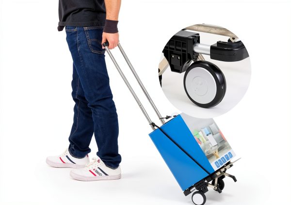 Japard Luggage Cart with 2 Wheels Foldable, Purse Trolley, Portable Travel Dolly Compact Air Travel Loadable 55 lbs, Smallest Folding Carrying Cart Light Weight-6