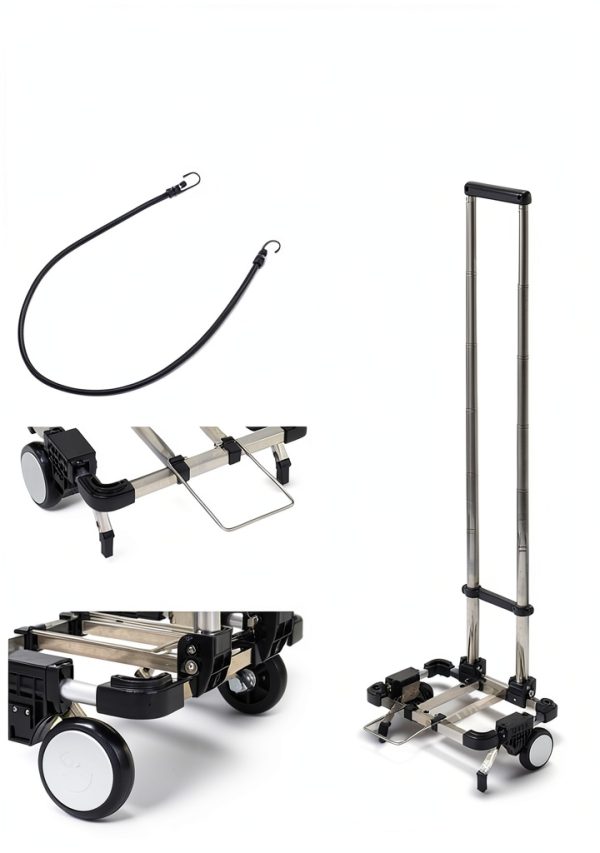 Japard Luggage Cart with 2 Wheels Foldable, Purse Trolley, Portable Travel Dolly Compact Air Travel Loadable 55 lbs, Smallest Folding Carrying Cart Light Weight-3