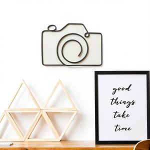 Metal Camera Wall Decor Hicarer Wire Sign 6.69 x 4.92 Inch Black-0