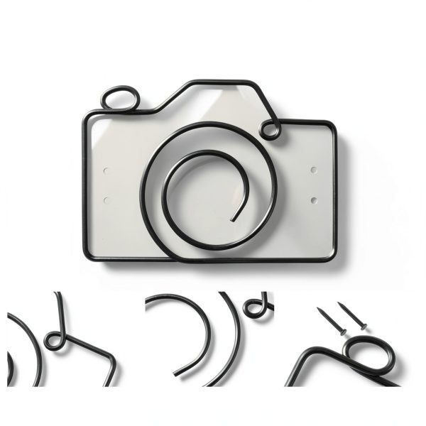 Metal Camera Wall Decor Hicarer Wire Sign 6.69 x 4.92 Inch Black-1