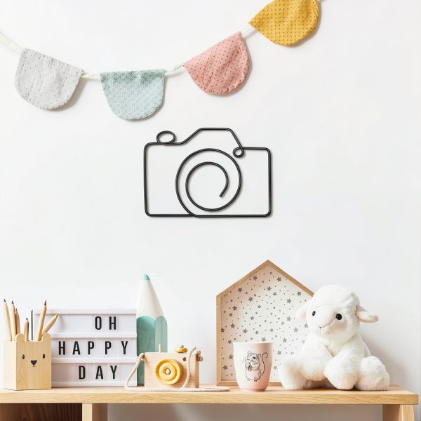 Metal Camera Wall Decor Hicarer Wire Sign 6.69 x 4.92 Inch Black-4