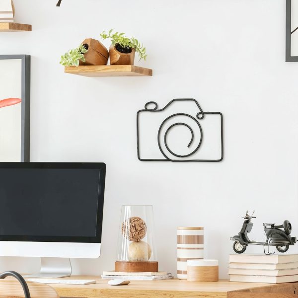 Metal Camera Wall Decor Hicarer Wire Sign 6.69 x 4.92 Inch Black-5