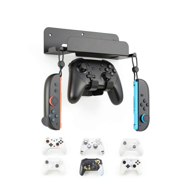 Metal Wall Mount for Nintendo Switch 2/ Switch 1/Switch OLED Console Slim Design Organizer Shelf Behind TV Compatible with Joy-Con & Pro Controller Holder-4