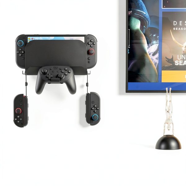 GLDRAM Wall Mount Stand for Nintendo Switch 2 Metal Shelf with Storage-5