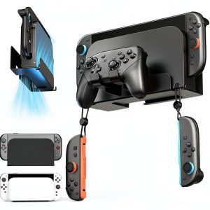 Metal Wall Mount for Nintendo Switch 2/ Switch 1/Switch OLED Console Slim Design Organizer Shelf Behind TV Compatible with Joy-Con & Pro Controller Holder-0